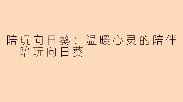 陪玩向日葵：温暖心灵的陪伴-陪玩向日葵