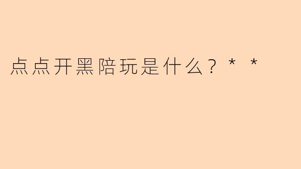 点点开黑陪玩是什么?**