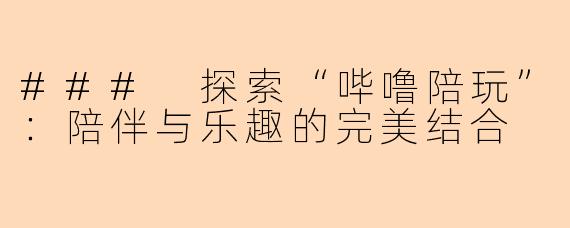 ### 探索“哔噜陪玩”：陪伴与乐趣的完美结合