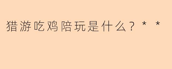 猎游吃鸡陪玩是什么？**