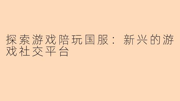 探索游戏陪玩国服：新兴的游戏社交平台