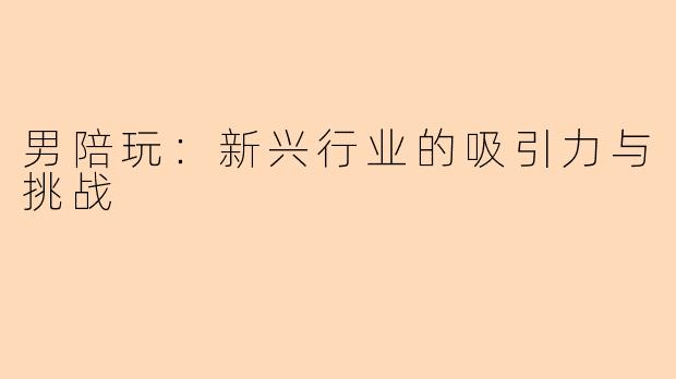 男陪玩：新兴行业的吸引力与挑战