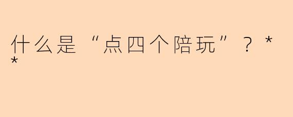 什么是“点四个陪玩”？**