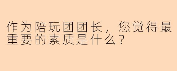 作为陪玩团团长，您觉得最重要的素质是什么？
