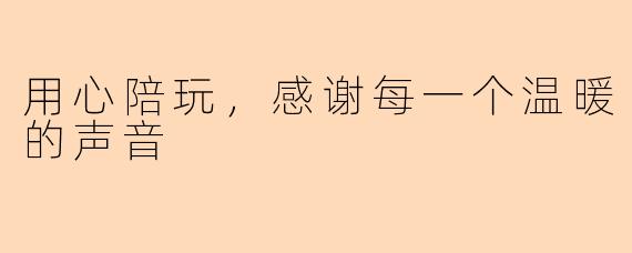 用心陪玩，感谢每一个温暖的声音