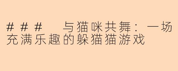 ### 与猫咪共舞：一场充满乐趣的躲猫猫游戏