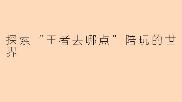 探索“王者去哪点”陪玩的世界