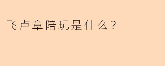 飞卢章陪玩是什么？