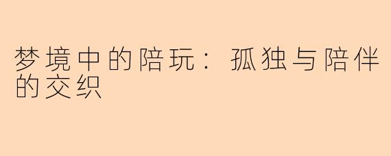 梦境中的陪玩:孤独与陪伴的交织