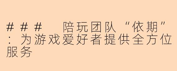 ### 陪玩团队“依期”：为游戏爱好者提供全方位服务