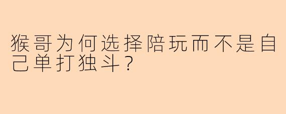 猴哥为何选择陪玩而不是自己单打独斗？