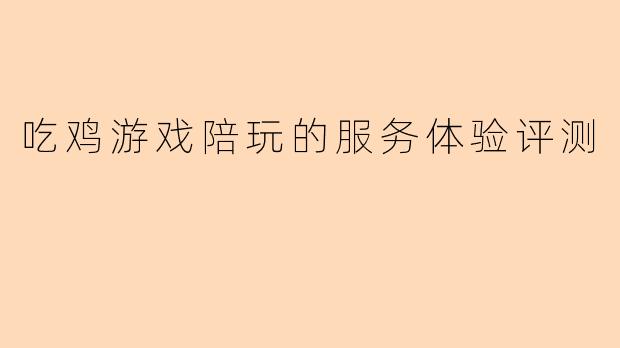 吃鸡游戏陪玩的服务体验评测