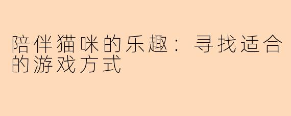 陪伴猫咪的乐趣：寻找适合的游戏方式