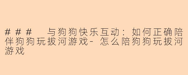 ### 与狗狗快乐互动：如何正确陪伴狗狗玩拔河游戏-怎么陪狗狗玩拔河游戏