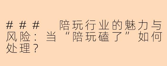### 陪玩行业的魅力与风险：当“陪玩磕了”如何处理？