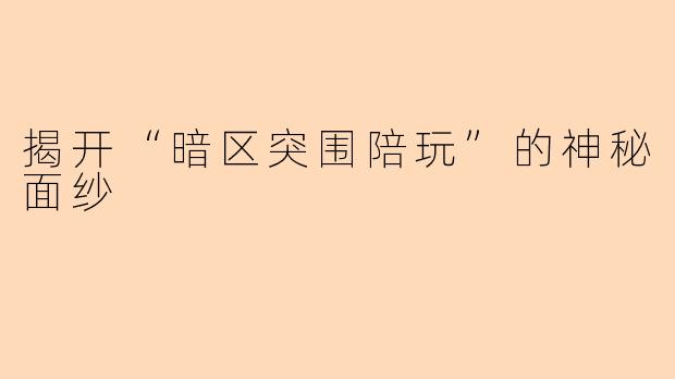 揭开“暗区突围陪玩”的神秘面纱