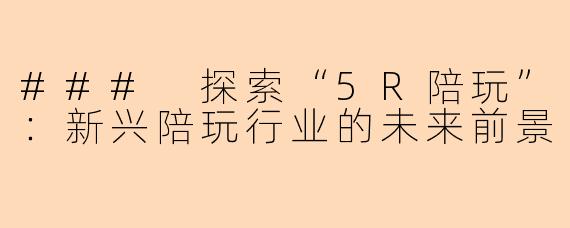 ### 探索“5R陪玩”：新兴陪玩行业的未来前景