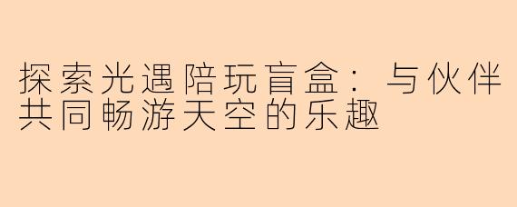 探索光遇陪玩盲盒:与伙伴共同畅游天空的乐趣