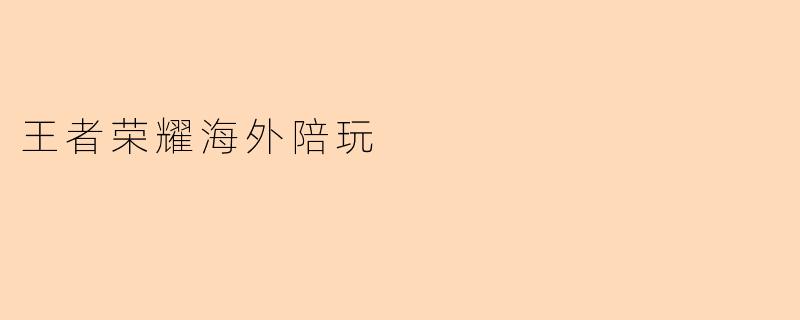 王者荣耀海外陪玩