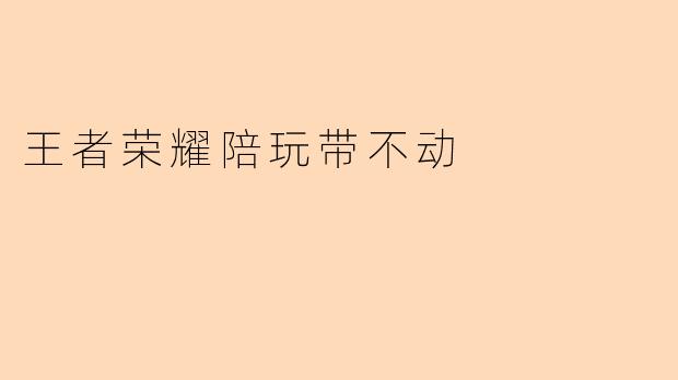 王者荣耀陪玩带不动