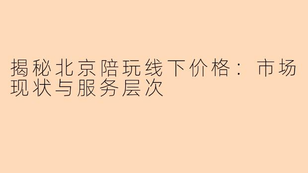 揭秘北京陪玩线下价格：市场现状与服务层次