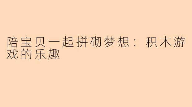 陪宝贝一起拼砌梦想:积木游戏的乐趣
