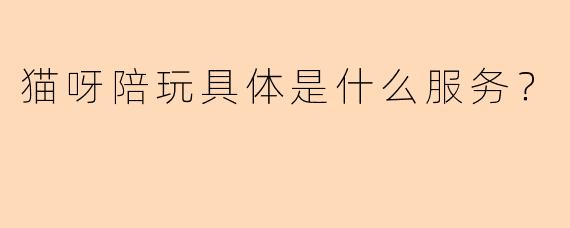猫呀陪玩具体是什么服务？