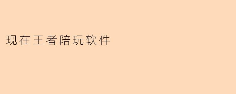 现在王者陪玩软件