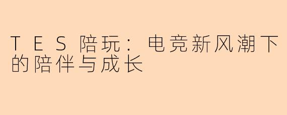 TES陪玩:电竞新风潮下的陪伴与成长