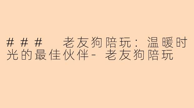 ### 老友狗陪玩：温暖时光的最佳伙伴-老友狗陪玩