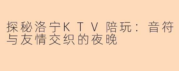 探秘洛宁KTV陪玩:音符与友情交织的夜晚