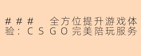 ### 全方位提升游戏体验：CSGO完美陪玩服务