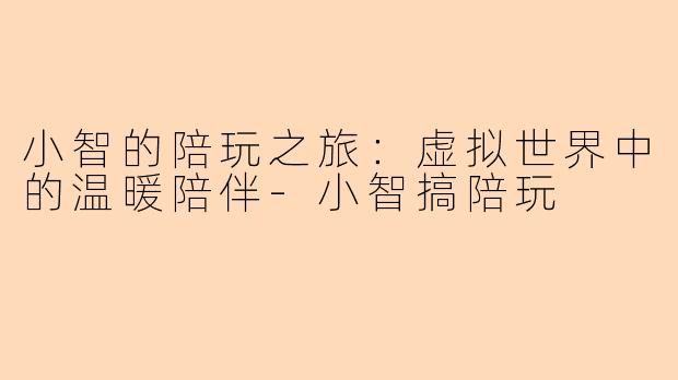 小智的陪玩之旅:虚拟世界中的温暖陪伴-小智搞陪玩