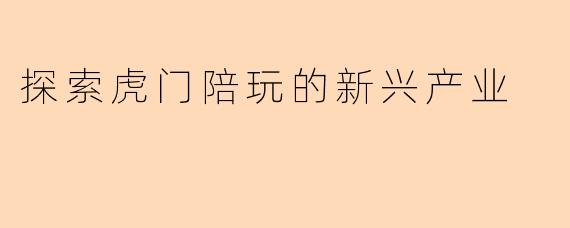 探索虎门陪玩的新兴产业