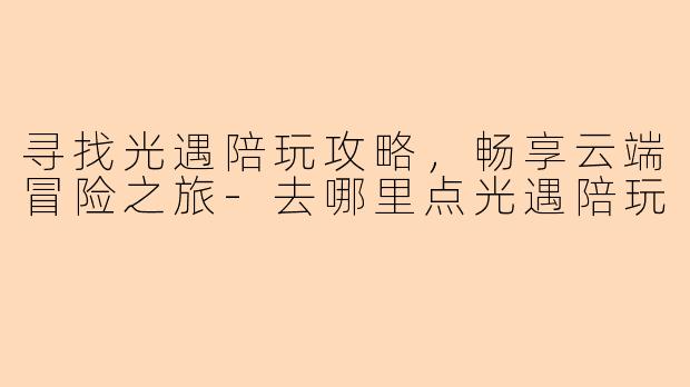寻找光遇陪玩攻略，畅享云端冒险之旅-去哪里点光遇陪玩