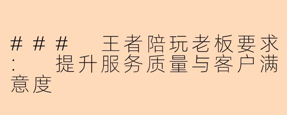 ### 王者陪玩老板要求: 提升服务质量与客户满意度