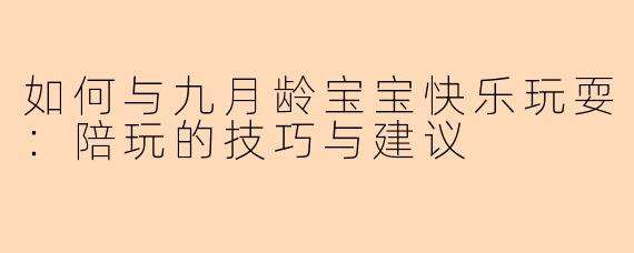 如何与九月龄宝宝快乐玩耍:陪玩的技巧与建议
