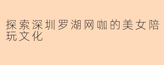探索深圳罗湖网咖的美女陪玩文化