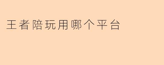 王者陪玩用哪个平台