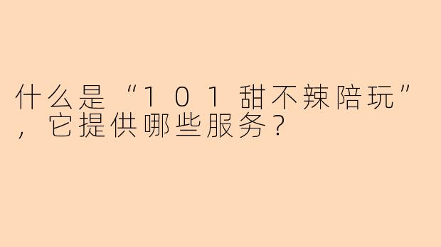 什么是“101甜不辣陪玩”,它提供哪些服务?