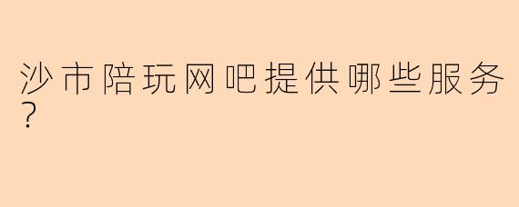 沙市陪玩网吧提供哪些服务？  