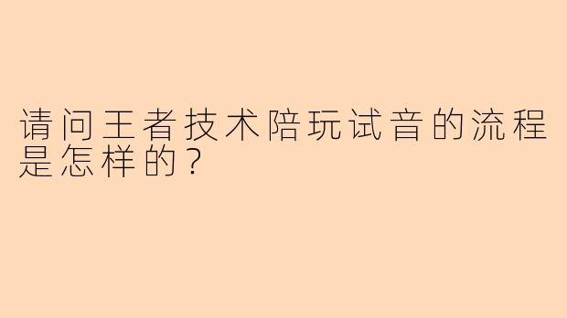 请问王者技术陪玩试音的流程是怎样的?