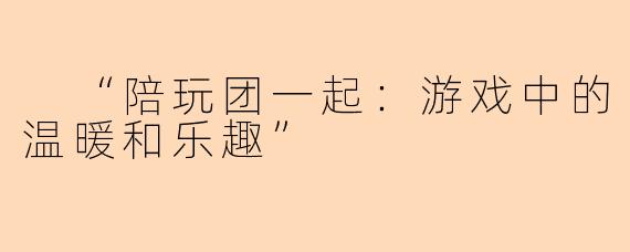  “陪玩团一起：游戏中的温暖和乐趣”