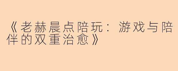 《老赫晨点陪玩：游戏与陪伴的双重治愈》