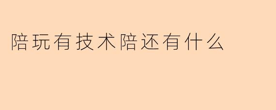 陪玩有技术陪还有什么
