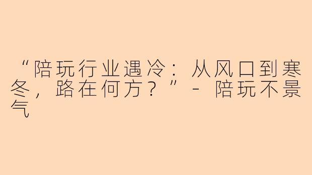 “陪玩行业遇冷：从风口到寒冬，路在何方？”-陪玩不景气