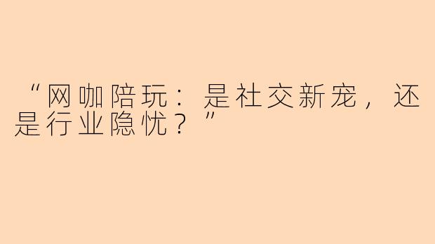 “网咖陪玩：是社交新宠，还是行业隐忧？”