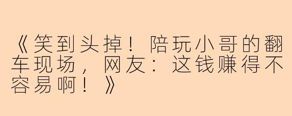 《笑到头掉！陪玩小哥的翻车现场，网友：这钱赚得不容易啊！》