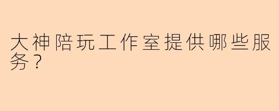 大神陪玩工作室提供哪些服务?