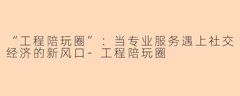 “工程陪玩圈”:当专业服务遇上社交经济的新风口